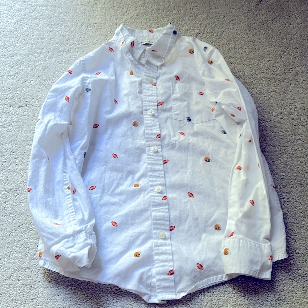 JANIE and JACK long sleeve button down football shirt